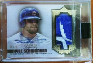 2019 Topps Dynasty Kyle Schwarber Chicago Cubs,  3 Color Patch Auto 06/10