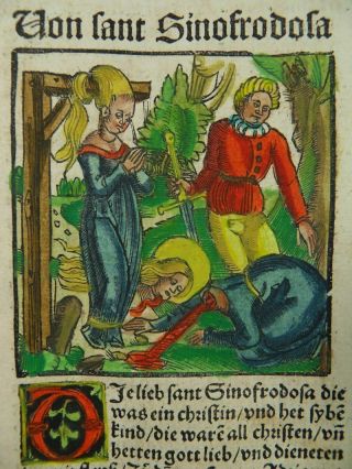 Martyr Symphorosa Beheading Gallows German Incunable Woodcut Strasbourg 1517 K78