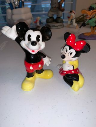 Vintage Walt Disney Productions Figurines Mickey Mouse & Minnie Mouse Porcelain