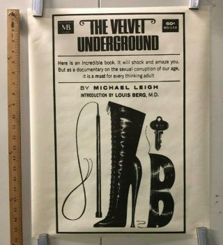 Vintage Art Poster " The Velvet Underground " Michael Leigh Book Whips Sexual