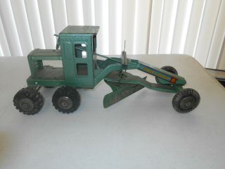 Vintage Marx Lumar Metal Toy Road Grader Press Steel Construction Vehicle Green 3