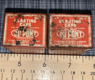 Vintage Dupont Blasting Caps Tins No.  6 25 Count