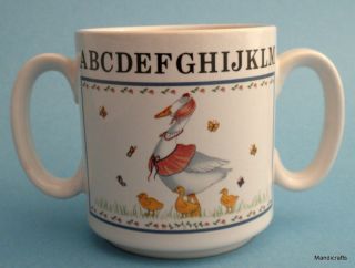 Mug Childs Double Handle Mother Goose Goslings Once Upon A Time Nursery Abc Vtg
