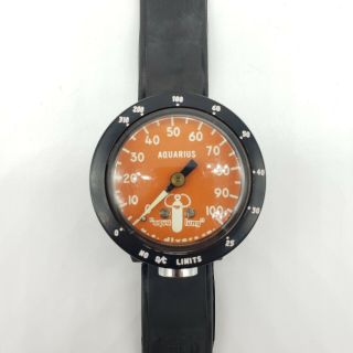 Us Divers Co Aqua Lung Aquarius Depth Gauge Meter Watch Orange Dial 100ft Euc