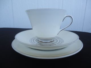 Vintage Art Deco Royal Doulton Royalty H4688 Tea Trio Cup & Saucer Plate Set