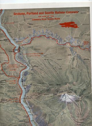 1929 Spokane,  Portland & Seattle Railroad Map Columbia River,  Cascade Mountains 2