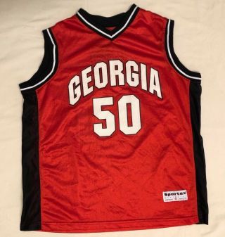 Vtg 90s Georgia Bulldogs Ncaa Mens Red Basketball Jersey Sz Medium