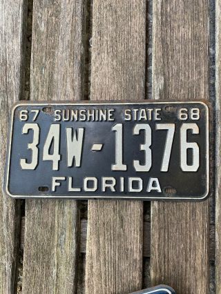 1967 67 1968 68 Florida Fl License Plate 34w - 1376