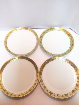Antique Haviland France Set Of 4 Art Nouveau 8.  5” Dinner Plates Gold Rim Signed