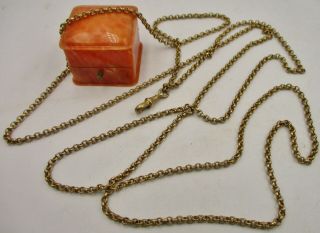 52 Inch Antique Late C19th Victorian Era " Pinchbeck Gold " Muff - Chain Necklace