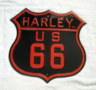 Harley Davidson Us Route 66 Embossed Metal Sign 15.  5 " X 15 "