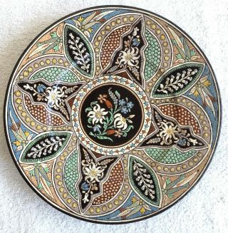 Antique Thun Thoune Swiss Art Pottery Wall Plate Majolica Handmade Flowers