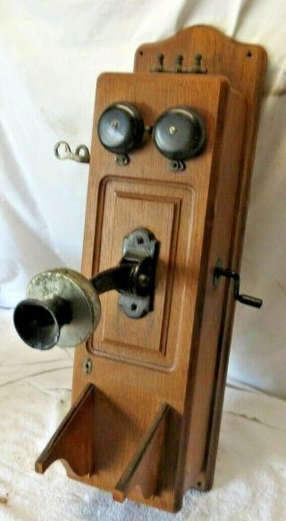 Antique Hand Crank Wall Mount Telephone &