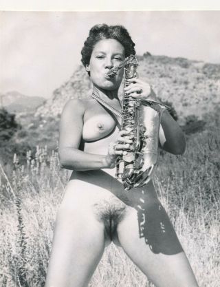 Vintage Art Study Nude 8x10 Photo - African American Woman Saxophone 1960 