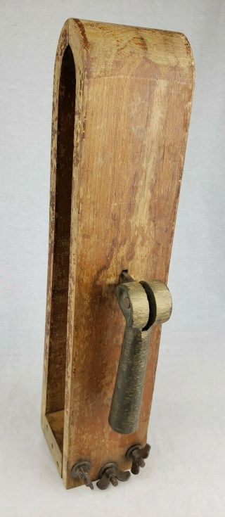Antique Primitive Wood Harness Saddler Makers Clamp Sewing Vise Leather Stretch 3