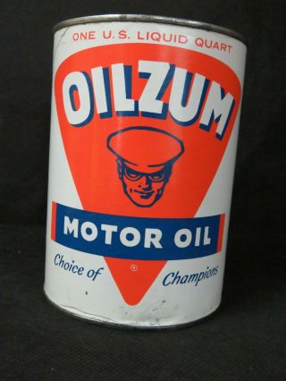 Vintage Early Oilzum Motor Oil Quart Can Early Full