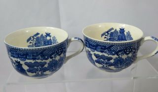 A7 Vtg Japan Blue Willow Tea Cups Set Of 2