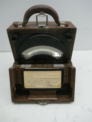 Vintage Weston Electrical Instrument Model 45 Amperes Dc Meter Amp Oak Case