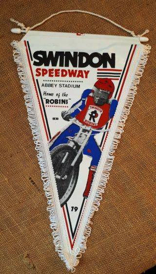 Vintage British Speedway Pennant 34.  Swindon Robins 1979.  Motorcycle/ Male