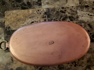 Antique Duparquet D H & M Co Cookware Copper 11 " X 6 " Oval Pan With Brass Ring