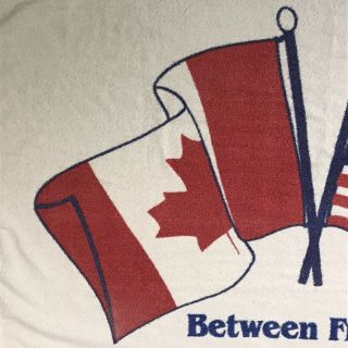 Canada United States Flags Between Friends Vtg 90s Beach Towel 2