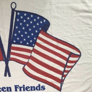 Canada United States Flags Between Friends Vtg 90s Beach Towel 3