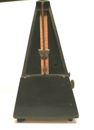 Vintage Dark Wood Maelzel Plaquet Metronome With Bell,