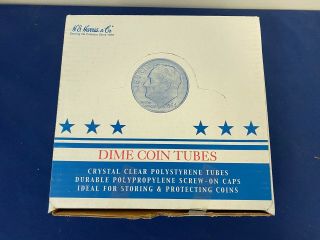 Vintage Box Of Dimes Coin Tubes D