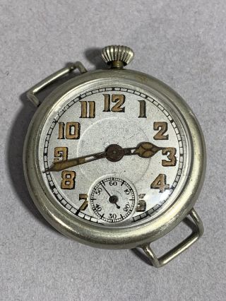 Vintage Ww1 British Officers Wrist Trench Watch A Calame Fils Wound Tight