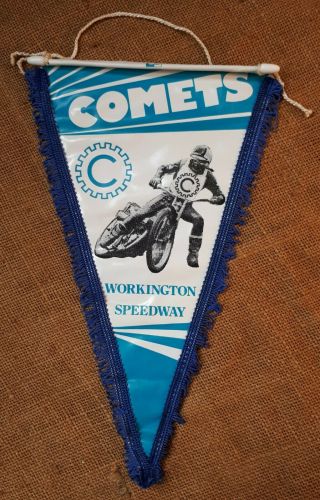 Vintage British Speedway Pennant 21.  Workington Comets.  Motorcycle/ Male