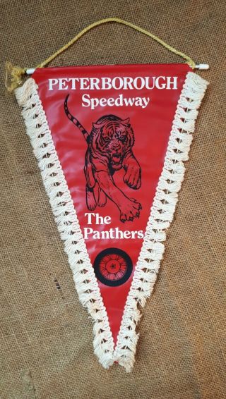 Vintage British Speedway Pennant 18.  Peterborough Panthers.  Motorcycle/ Male