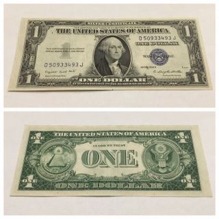 Vintage Motto 1935 - G $1 Silver Certificate Washington One Dollar Bill Blue Seal