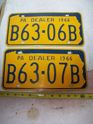 1966 Pennsylvania Dealer License Plates Consecutive 