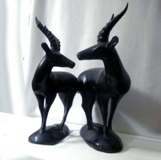 Vintage Kenyan Two Ironwood Hand Carved African Gazelle Antelope Figurines