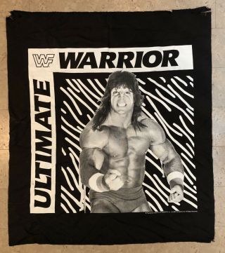 Vintage 1988 Wwf Ultimate Warrior Tapestry Banner Flag Wrestling 44x40” Poster