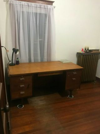 Vintage Leopold Office Desk - Solid Wood Antique