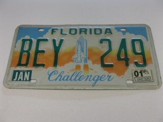 Florida Space Shuttle Challenger License Plate / Bey 249 - Tag Jan 2001