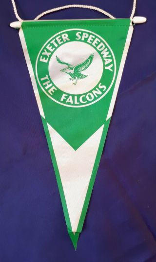Vintage British Speedway Pennant 15.  Exeter Falcons.  Motorcycle/ 1970s Male