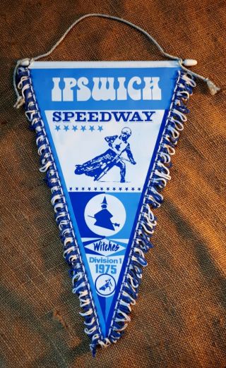 Vintage British Speedway Pennant 2.  Ipswich Witches 1975.  Uk Motorcycle/ Male