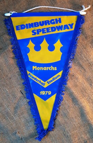 Vintage British Speedway Pennant 1.  Edinburgh Monarchs 1979.  Motorcycle/ Male