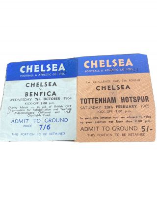 Chelsea Tickets V Benifica And Fa Cup Tottenham Hotspurs Vintage Tickets