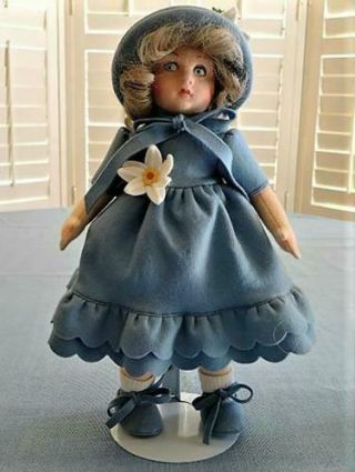 Vintage 13.  5 " Lenci Doll 1994 Franca Molded Felt Italy Ay289 916229