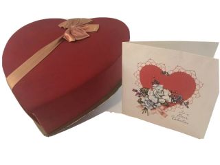 Valentines Vintage Heart Shaped Chocolate Candy Box 1940s W Card Laura Secord