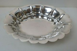 Solid Sterling Silver Shell Scalloped 6 " Oval Bowl No Monos 118 Grams