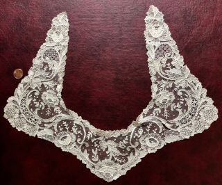 Small Mid - 19th C.  Brussels Point De Gaze Needle Lace Collar