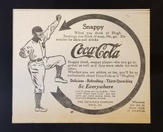 1911 - 14 Hughie Jennings Coca Cola Ad Detroit Ty Cobb Mgr Vintage Coke Exmt