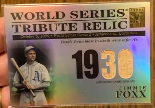 2003 Topps Tribute Jimmie Foxx World Series Game Bat Relic Hof /50 Sp
