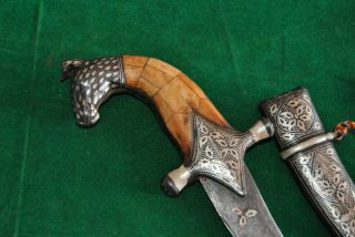 Vtg Islamic Oriental Bone Grip horse damascus Dagger Jambiya Khanjar Souvenir 3