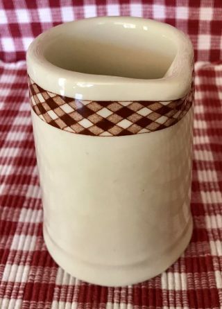 Vintage 1940s Carr China Co “ Plaid ” • Creamer • Restaurant - Ware Tan/brown