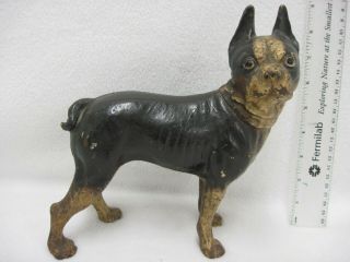 Vintage Antique Cast Iron Hubley ? Boston Terrier Dog Bulldog Doorstop